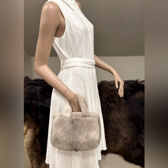 Premium Natural Mink Fur With Fur Handles Bag, Crossbody - Picture 6 of 14